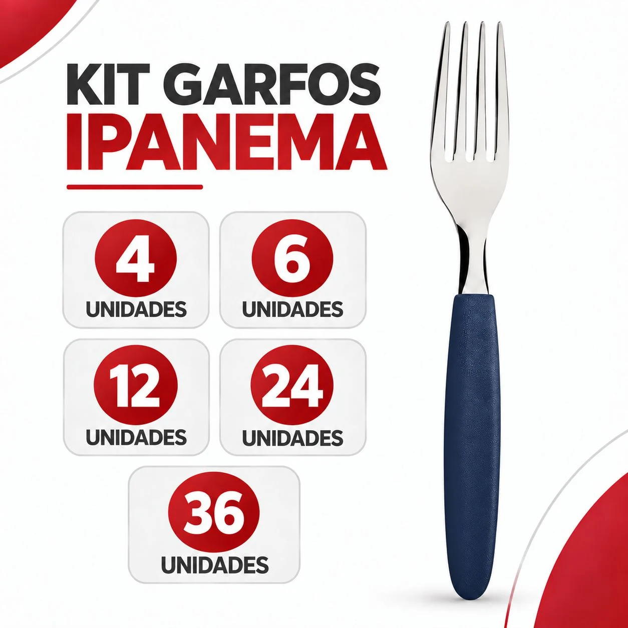 Kit Garfo Mesa Tramontina Ipanema Azul Inox