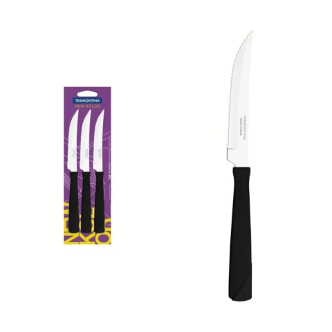 Conjunto de 3 facas para churrasco Tramontina New Kolor inox