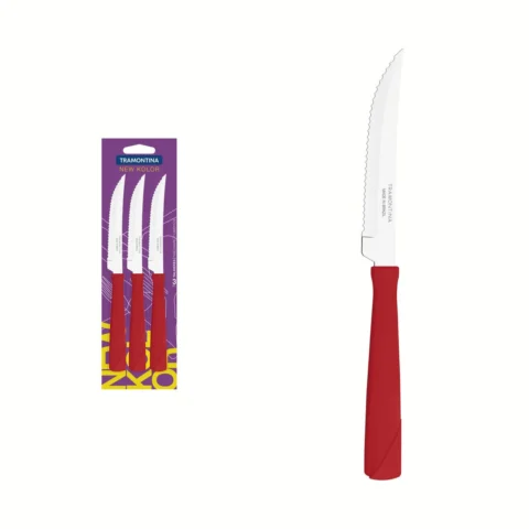 Conjunto de 3 facas para churrasco Tramontina em aço inox