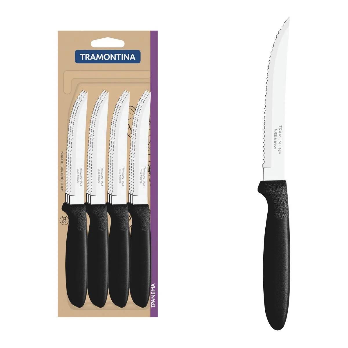 Conjunto 12 facas para churrasco Ipanema em aço inox