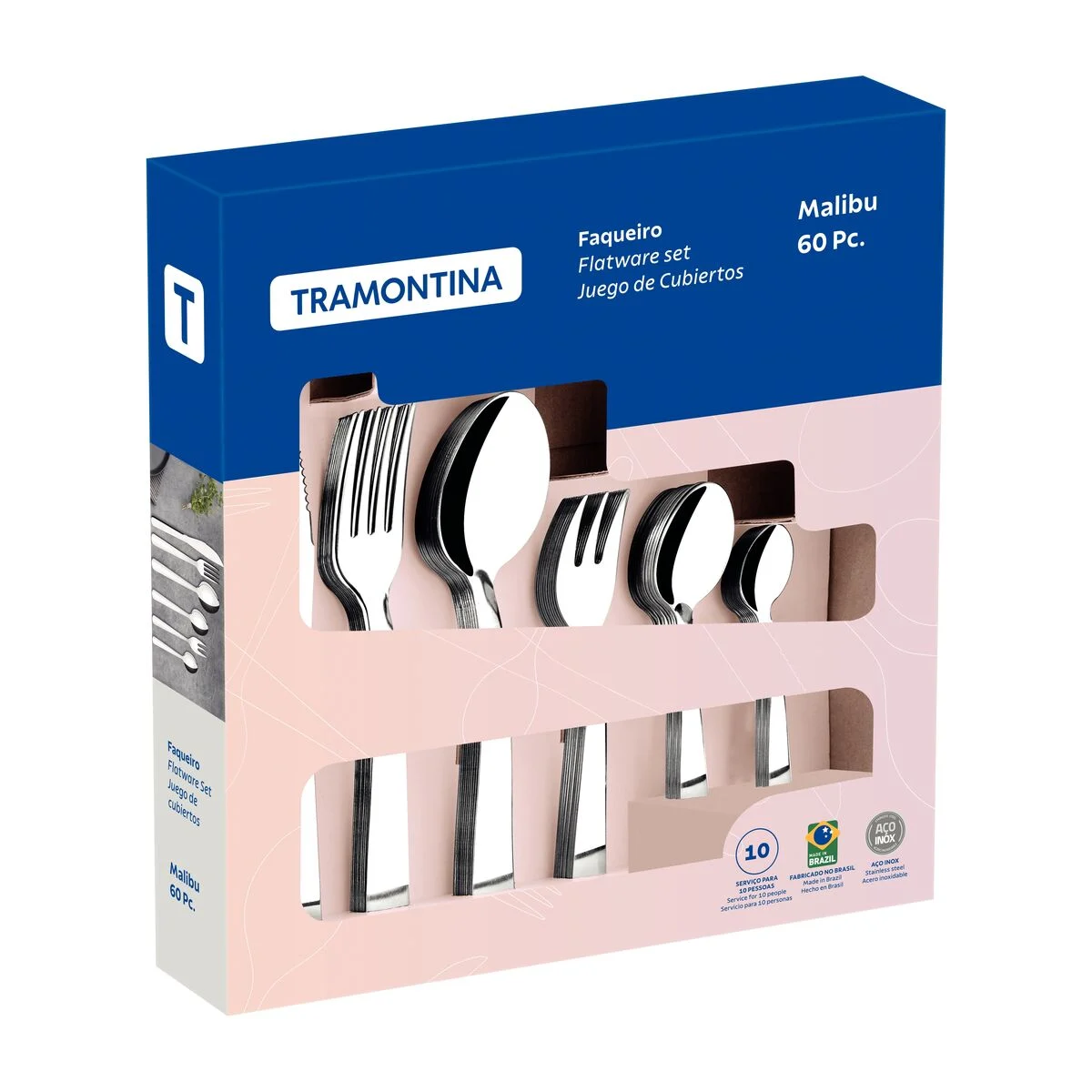 Faqueiro Inox 60 Peças Malibu Aço Inox Sortido - Imagem 4