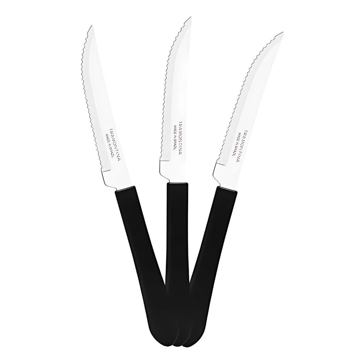 Kit 12 Facas Churrasco Inox Tramontina Leme Preto