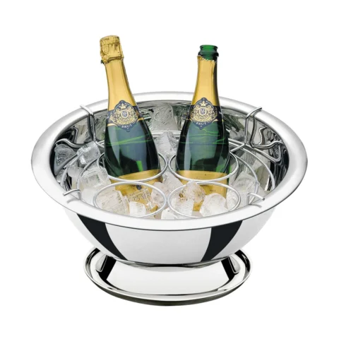 Balde de aço inox com grelha para 4 garrafas Tramontina Rotonda 42cm