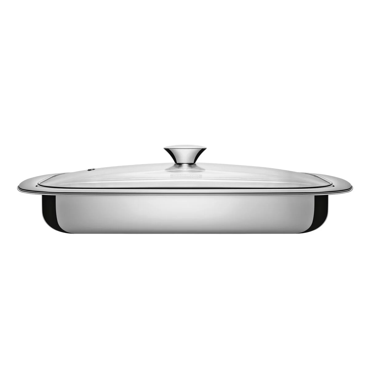 Assadeira Retangular Aço Inox Cosmos 34 cm com Tampa Vidro