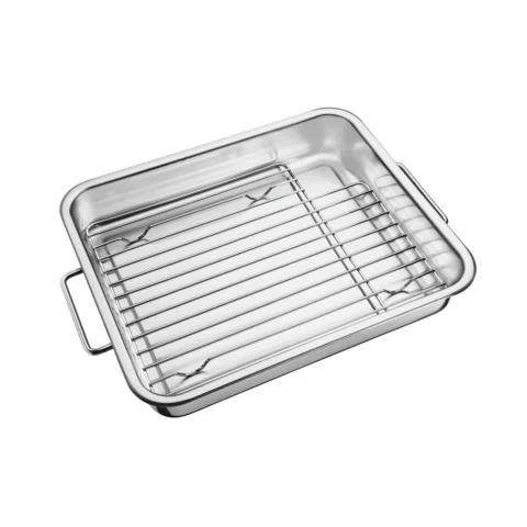 Assadeira de Aço Inox com Grelha Service 39 cm