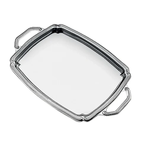 Bandeja Retangular de Aço Inox com Alças 53,5 x 34,2 cm