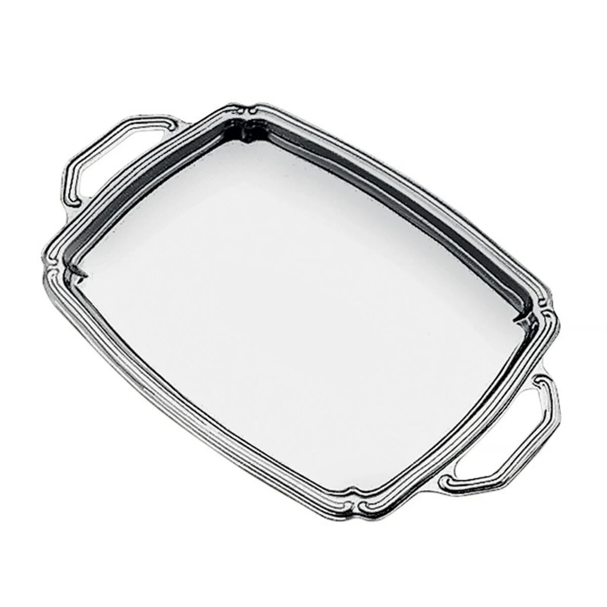 Bandeja Retangular de Aço Inox com Alças 53,5 x 34,2 cm