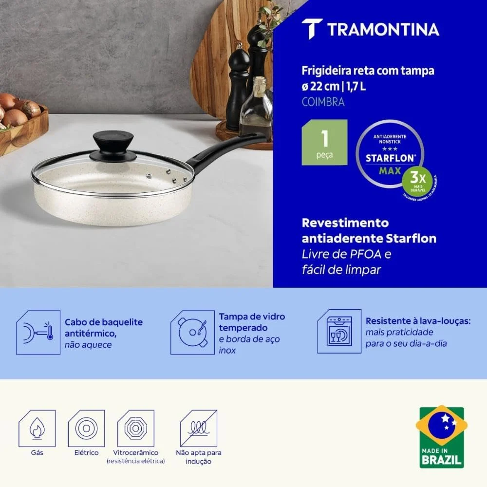 Frigideira Reta Tramontina Coimbra Alumínio 22 Cm 1,7 L - Imagem 3
