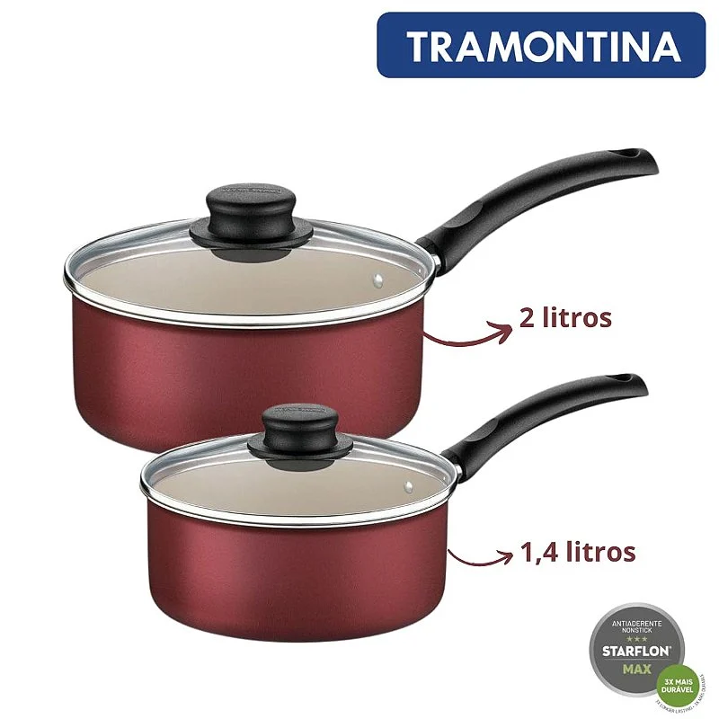 Jogo de Panelas Tramontina Turim Antiaderente Vermelho 5 Peças - Imagem 4