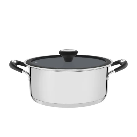 Caçarola rasa aço inox 24cm com revestimento cerâmico