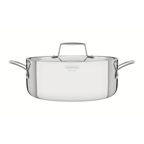 Caçarola rasa Tramontina Grano em aço inox 24 cm com tampa