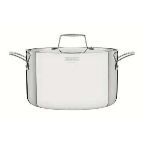 Caçarola funda Tramontina Grano em aço inox com alças e tampa 24 cm