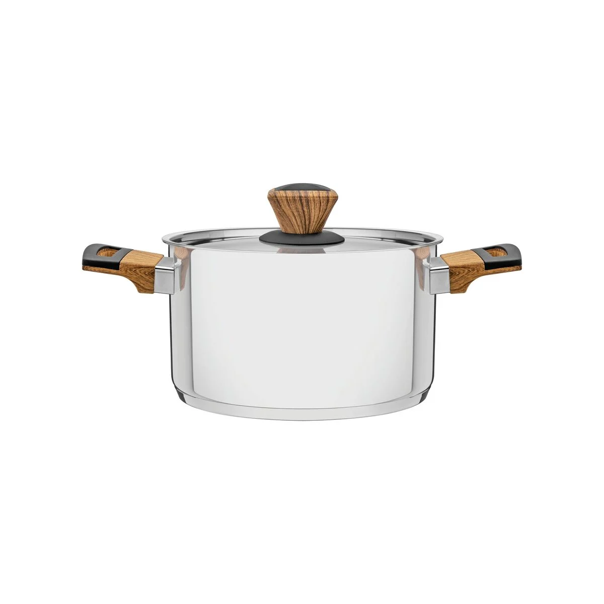Caçarola Rasa Aço Inox Tramontina Brava com Alças Amadeiradas