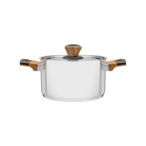 Caçarola funda aço inox 20 cm 3,6 L com tampa e alças
