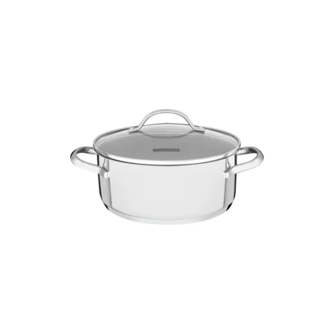 Caçarola Aço Inox 16 cm 1,4 L com Tampa Vidro