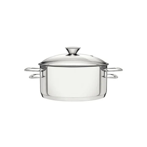 Caçarola Tramontina Brava Aço Inox 20 cm com Tampa Vidro