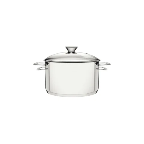 Caçarola Funda Tramontina Brava Aço Inox 16cm 1,8L com Tampa Vidro