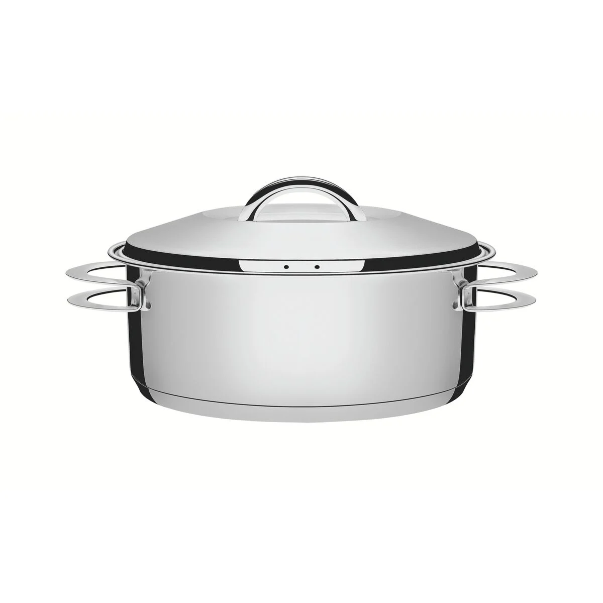 Caçarola rasa inox 24 cm com fundo triplo e duas alças