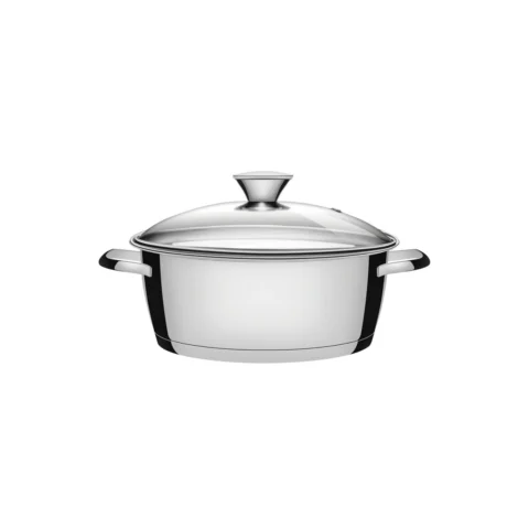 Caçarola Aço Inox 22cm com Tampa de Vidro e Fundo Triplo