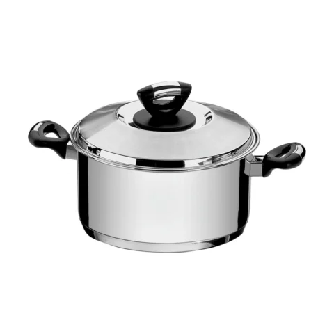 Caçarola funda aço inox 24 cm 6,1 L com tampa