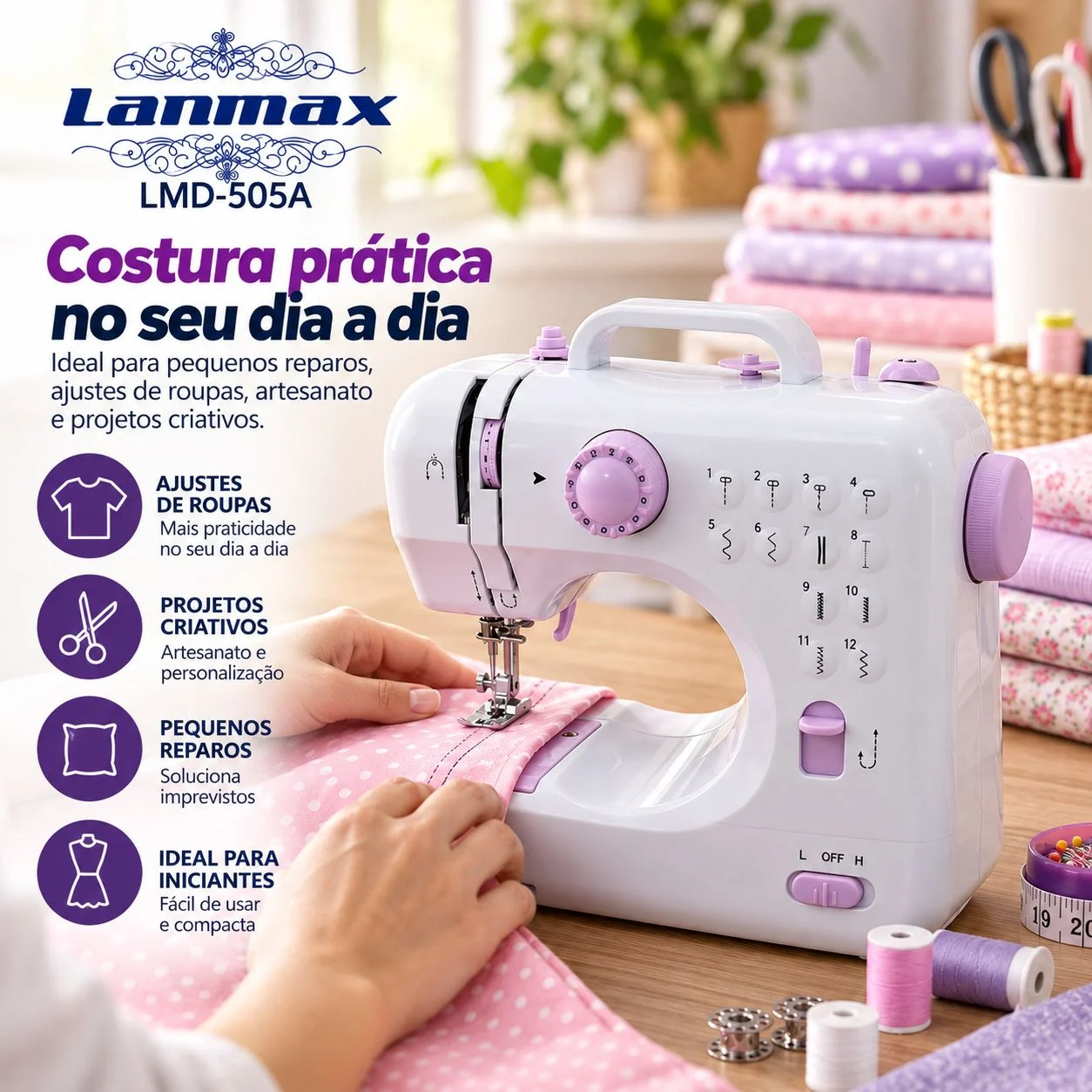 Mini Máquina de Costura Doméstica 12 Pontos Bivolt - Imagem 5