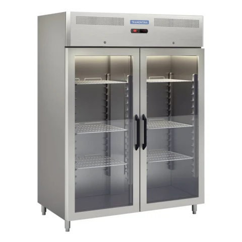 Refrigerador aço inox N 1340L, portas de vidro
