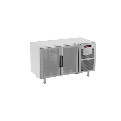 Balcão horizontal aço inox refrigerado 2 portas de vidro