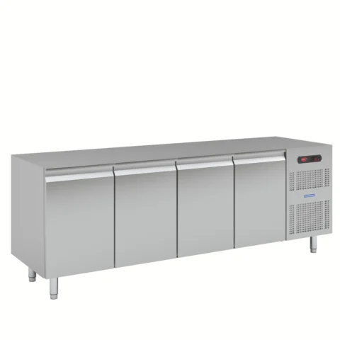 Balcão horizontal aço inox refrigerado com cuba 4 portas