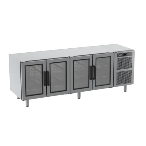 Balcão refrigerado aço inox 4 portas de vidro