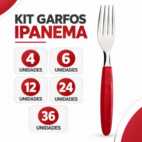 Garfos Mesa Tramontina Ipanema Vermelho Kit 4 A 36 un