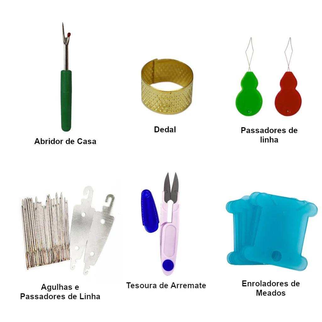 Kit Bordado Ponto Cruz Para Iniciante Completo com 50 ou 100 Cores de Linha + Bolsa Organizadora e Ferramentas - Imagem 2