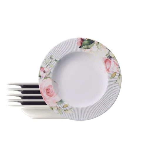 Kit 6 Pratos Fundos Tramontina Ornatta Porcelana 23 cm