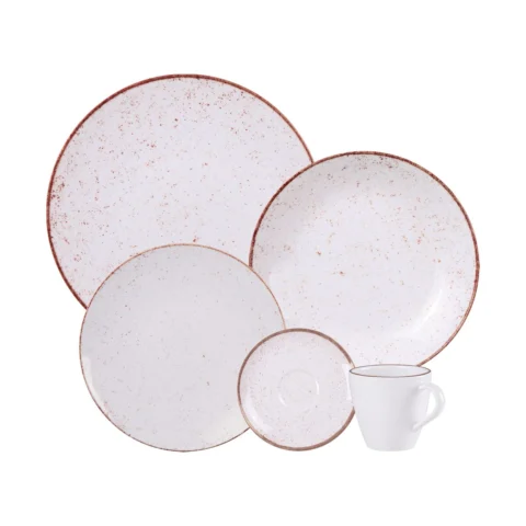 Aparelho de jantar 20 peças porcelana rústico marrom