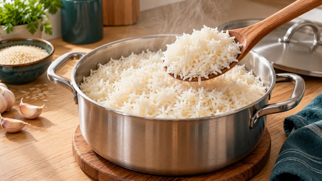 Arroz soltinho na panela