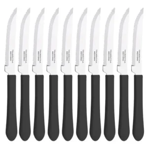 Kit 10 Facas Tramontina Churrasco Leme 4 pol Preto