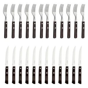 Faca e Garfo Polywood Castanho Aço Inox 24 Peças Tramontina Marrom