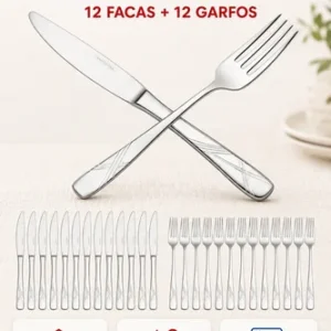 Kit 24 Peças Garfos e Facas Inox Tramontina Búzios Talheres Prateado