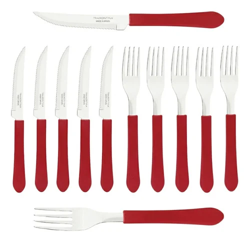 Kit 12 Facas + 12 Garfos Tramontina Leme Talheres Faqueiro