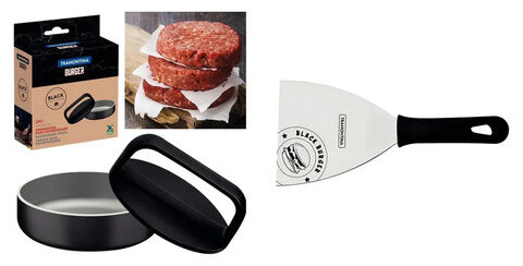 Kit Tramontina: Modelador Forma Hambúrguer Caseiro + Black Burger Preto
