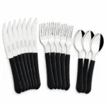 Kit 150 Facas 150 Garfos 30 Colheres Preto Leme