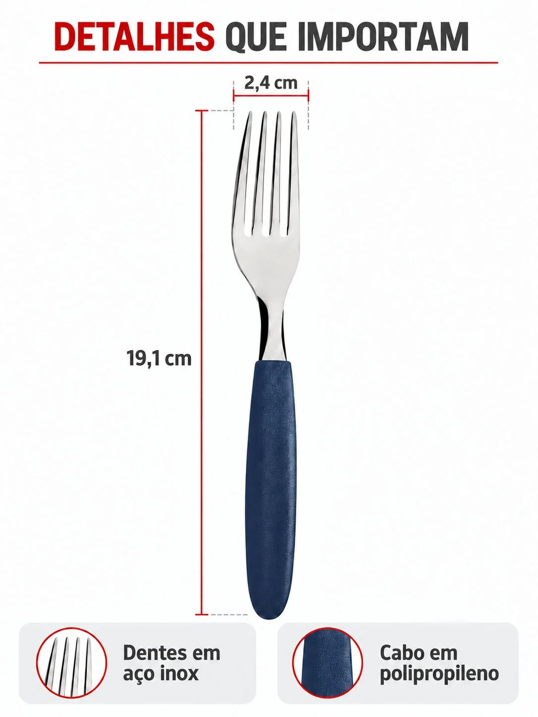 Kit Garfo Mesa Tramontina Ipanema Azul Inox - Imagem 4
