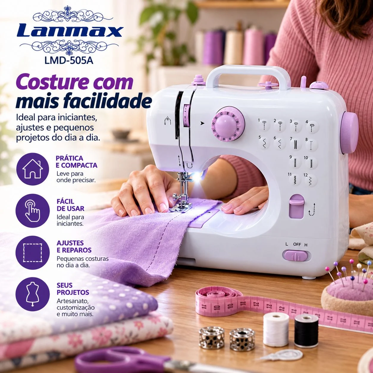Mini Máquina de Costura Doméstica 12 Pontos Bivolt - Imagem 6