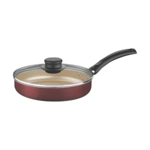 Frigideira Reta Tramontina Turim 22cm 1,7L Vermelha com Tampa de Vidro Antiaderente Starflon Max