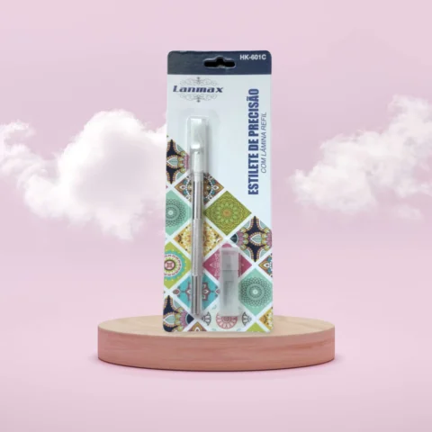Estilete de Precisão Lanmax, 5mm, Prata, com 6 Lâminas